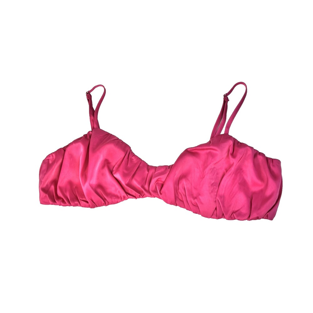 PrettyLittleThing 12 Pink Satin Bralette Crop Top Barbie Glam Rockabilly Pinup